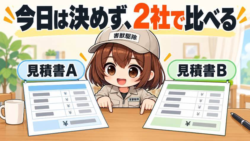 その場で決めなくていい。見積書をもらって持ち帰り、2社で比べる