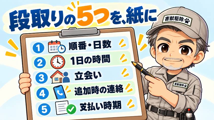 当日の流れと、家にいる必要がある時間