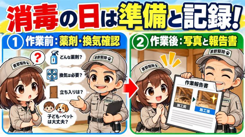 消毒の日の段取りと、終わった日に受け取るもの